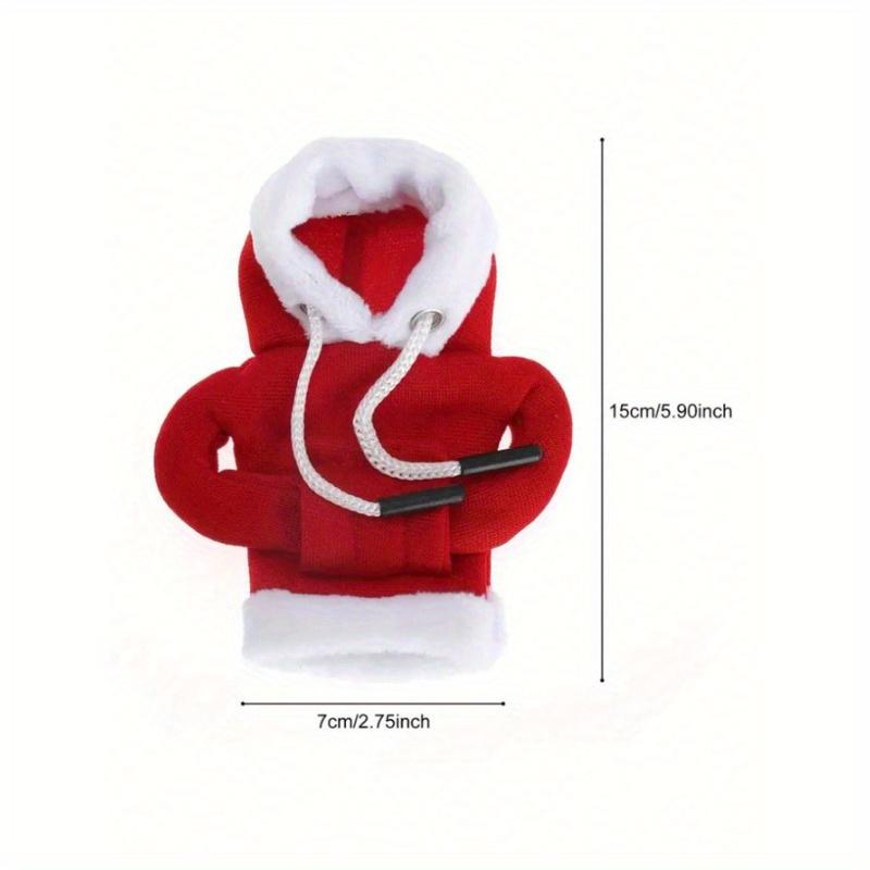1pc Red Santa Claus Car Gear Shift Knob Cover, Fashion Mini Hoodie Sweatshirt Fit For Car Gear Shift Knob