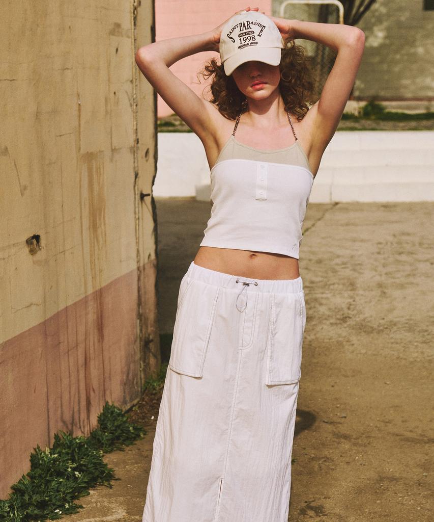 Etmont Pocket Stitch Maxi Skirt, White