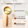 8-Piece Rose Gold Stainless Steel Measuring Cups & Spoons with Engraved Wooden Handles for Baking