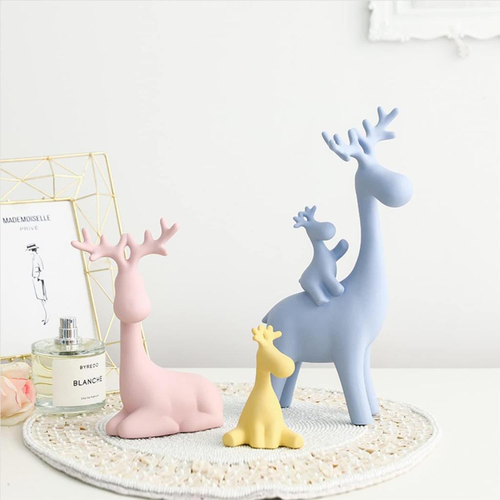 Reinfamilie-statue for hjemmedekor | Resin-figursett (Pakke med 4 stk.,)