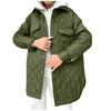 Thickened Warm Cotton Coat Women Long Loose Button Down Lapel Diamond Pattern All Season
