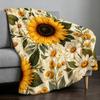 Vintage Blumen-Kuscheldecke - Sonnenblumen- und Gänseblümchen-Muster, Bequeme, Weiche und Warme Tagesdecke - Tagesdecke im Modernen Stil für Sofa, Bett und Heimdekoration
