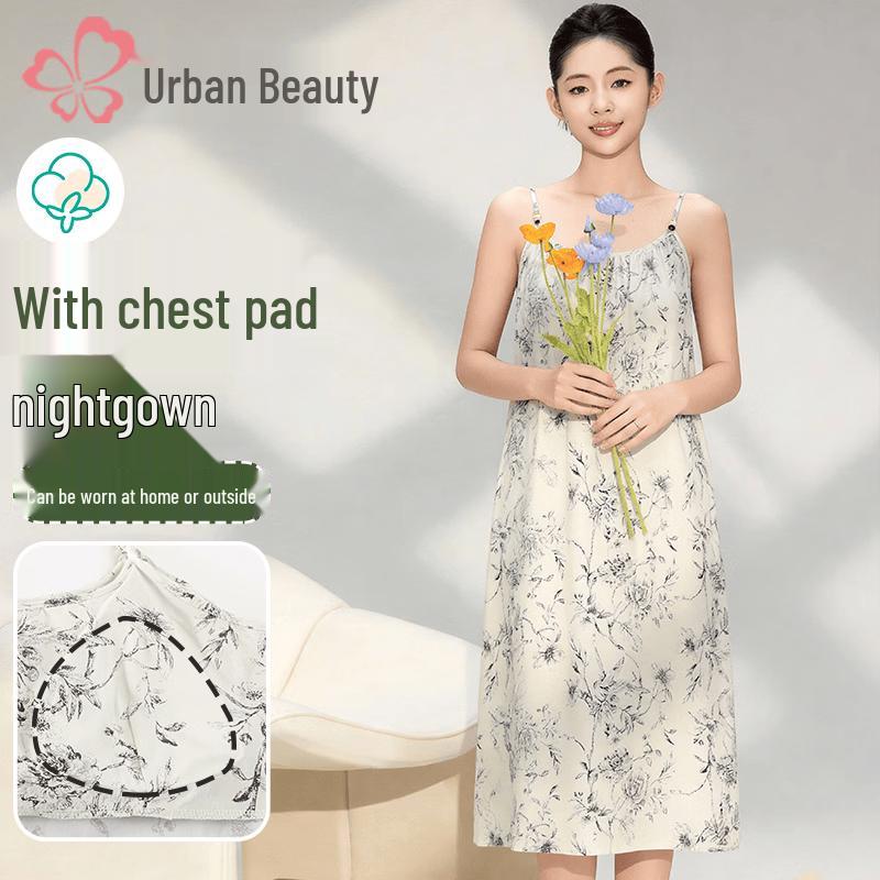 Women s Cooling Camisole Nightgown with Built-in Bra M
