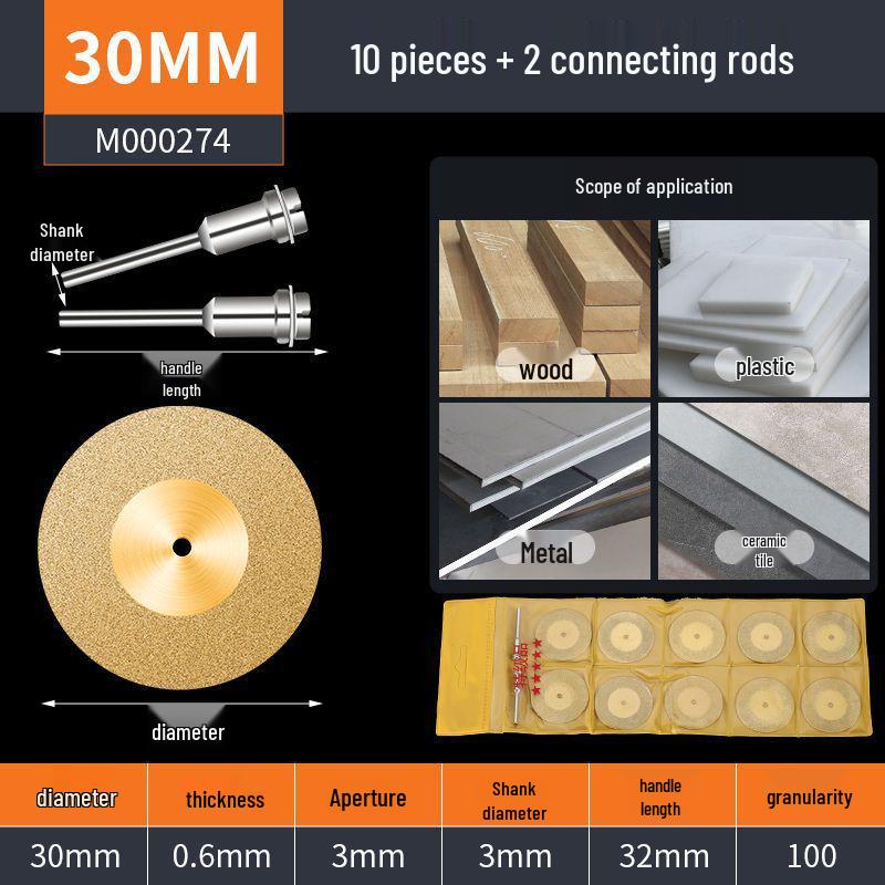 Mini Diamond Cutting Disc for Electric Grinders - Seam Cleaning, Glass, Jade, Stone Grinding