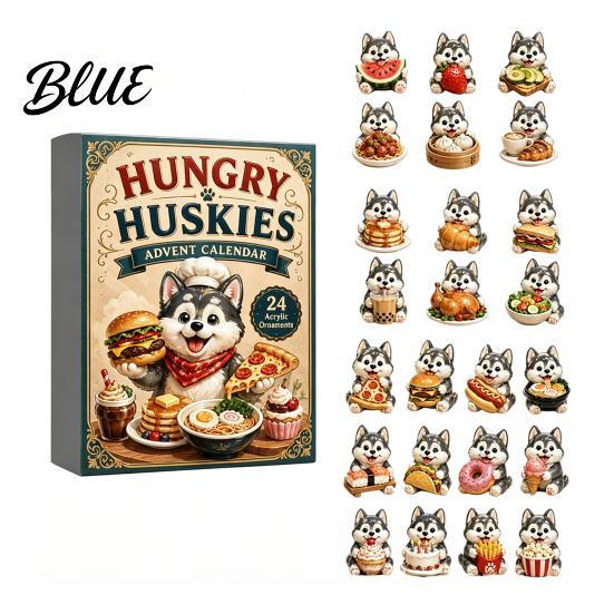 Countdown Box Gift Ornaments 2D with 24 Advent Calendar Set Husky Foodie Acrylic Flat Christmas