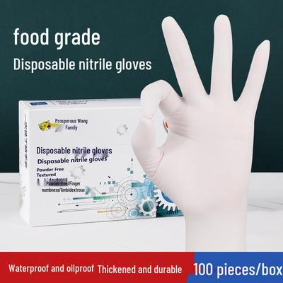 Jednorázové bílé nitrilové rukavice - Potravinářské, Odolné proti opotřebení, Ideální pro úklid domácnosti, Mytí nádobí, Hygienu a Ochrana v kosmetice.