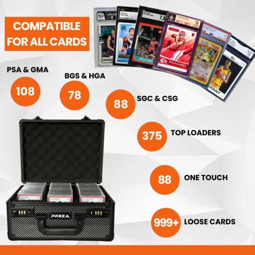 PREZA Grade Card Storage Box - Premium Trading Card Case for Grade Sports and TGC Collections - Carbon Fiber Slab Case Storage (Large)