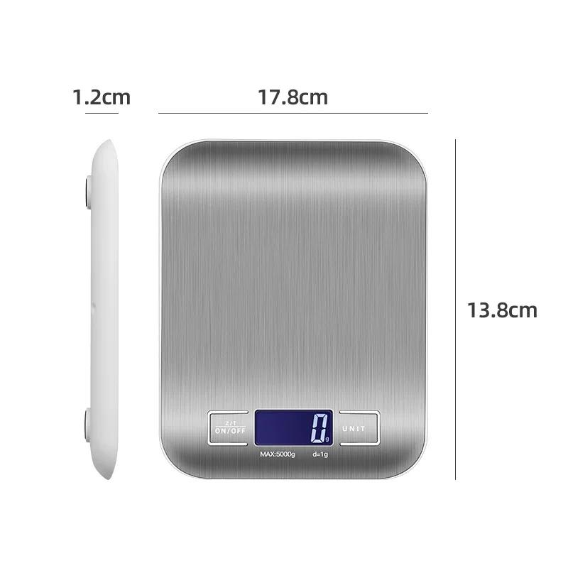 10PCS Rechargeable Kitchen Scale Jewellery Scale Electronic Scale Stainless Steel Home Kitchen Electronic Weighing Grammage 5KG