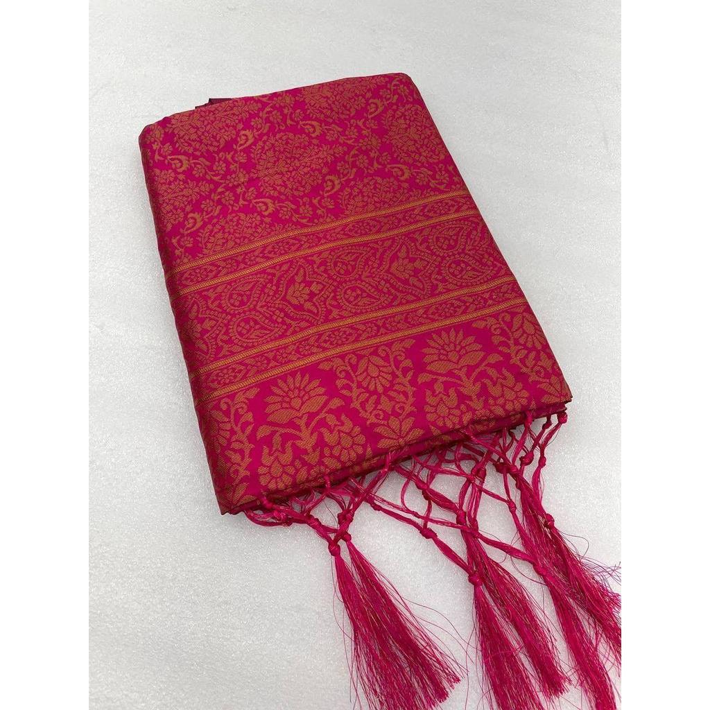 Dieser wunderschöne Saree ist elegant mit wunderschönem solidem Jacquard-Gewebe verziert, das dem Outfit einen perfekten Look verleiht.