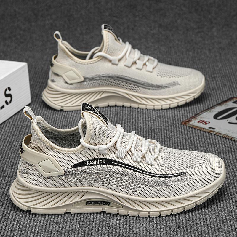 Putian Summer Single Mesh Casual Breathable Shoes Versatile Trendy Shoes Mesh Flying Woven Shoes Hollow Sports Shoes Men's Running Shoes