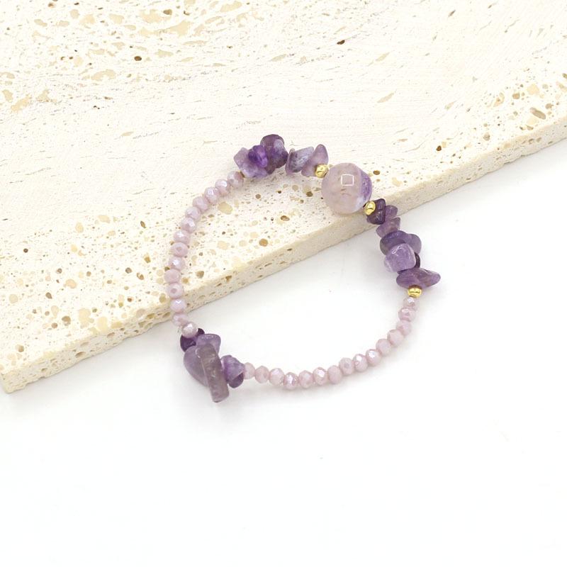 Natural Stone Crystal Flower  Heart Shell Bracelet - Women s Adjustable Elastic Cord Jewelry