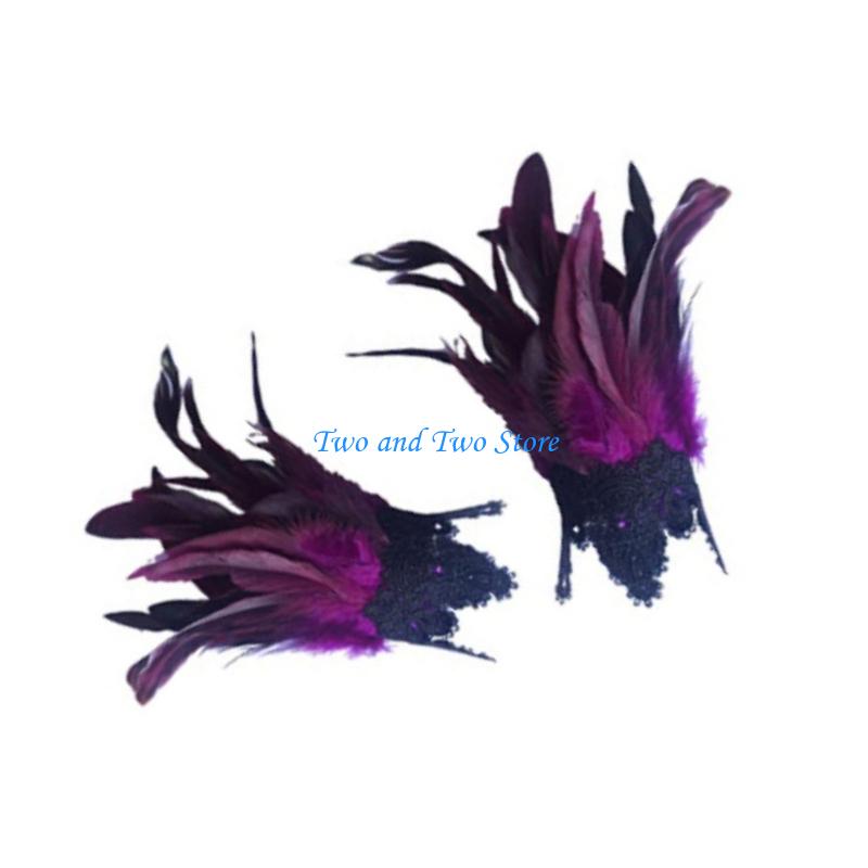 HX6F Delicate Down Trim Trim Wrist Cuffs Necromancer Costume Addition Thin Halloween Party Wear