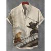 Men's Shirts Warrior Samurai Cat Print Hawaii Beach Shirt For Men 3d Print Hawaiian Shirt Women Fashion Short Sleeve Blouse New