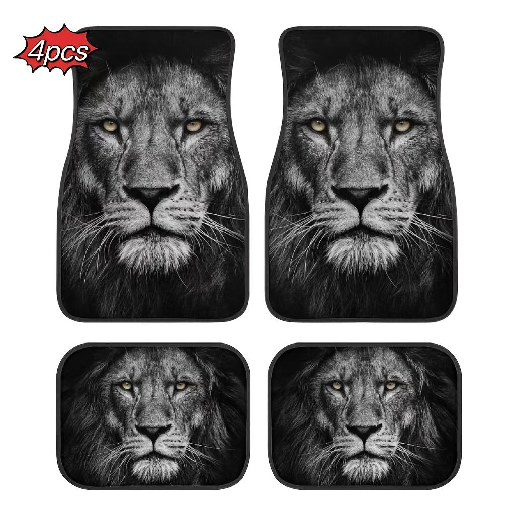 4pcs Universal Car Mats, Retro Lion Style Design Elements, Suitable for Front and Rear Seat Protection for All Vehicles, Stylish and Durable Car