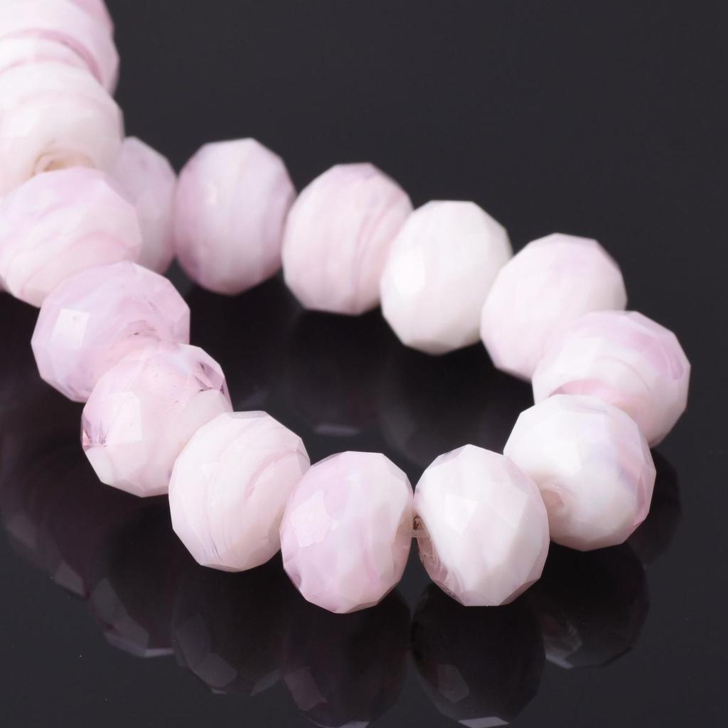 10pcs 12x8mm Rondelle Faceted Opaque Lampwork Glass Loose Spacer Beads For Jewelry Making DIY Crafts Findings