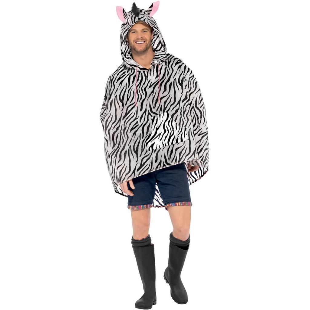 Smiffys Unisex Adult Zebra Costume Poncho