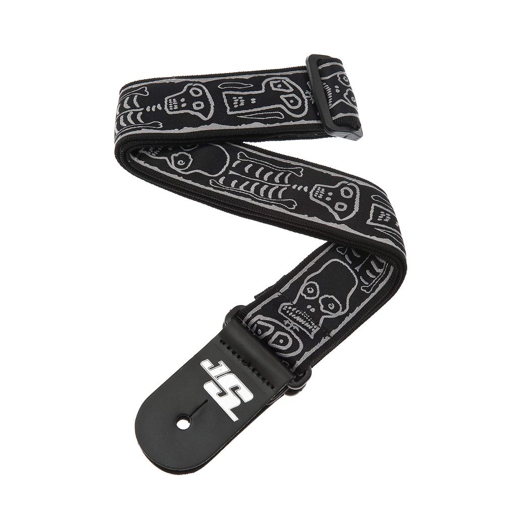 D'Addario Joe Satriani Signature Strap with Leather Ends, Skull N' Bones, 50JS01
