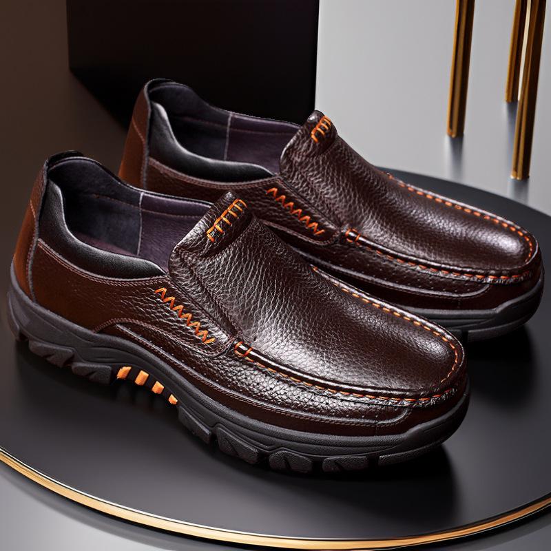 Spring and Autumn Men's Business Casual Leather Shoes Outdoor Hiking Shoes Large Size Shoes Fashion Trend Versatile Men's Leather Shoes