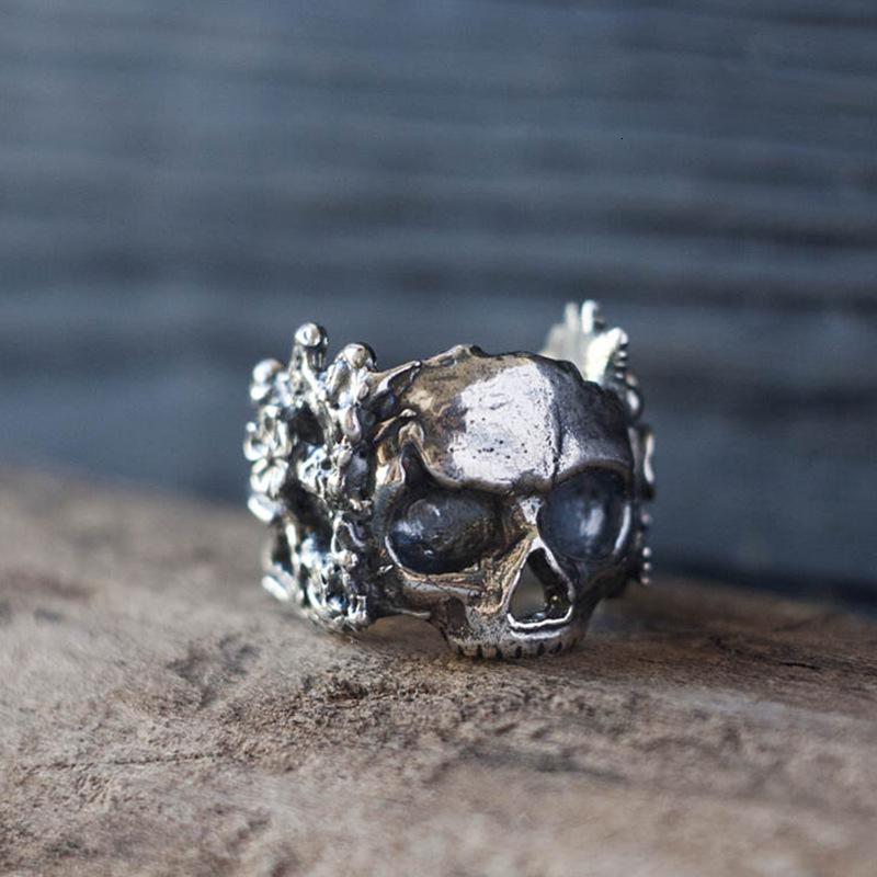 Accessories Ring Style Retro Fashion Personality Skull Head Ring Flower Ghost Head Jewelry