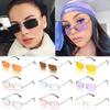 Unisex Rectangle Rimless Sun Glasses Small Frame Ocean Lens Gradient Glasses Luxury Design Women Vintage Sunglasses Eyeglasses