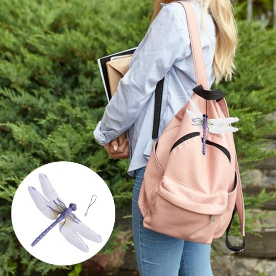 3D Simulation Dragonfly Outdoor Fake Dragonfly with Keychain Artificial Insect Model for Garden Yard Courtyard Patio Flower Beds