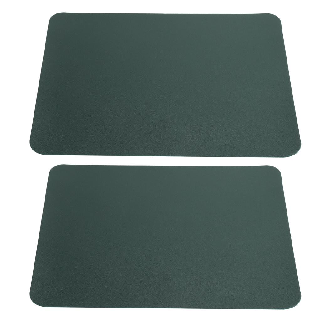 2Pcs Mouse Pad PVC Leather Waterproof Desk Mat Office Home Mice Protector 27x21cmBlack Green