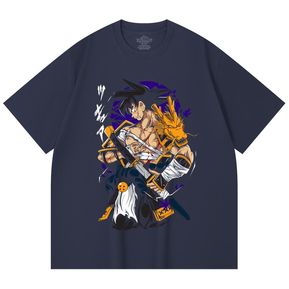230 Gsm 100% Cotton Dragon Ball V68 Goku Samurai Print Unisex Heavy Cotton T Shirt