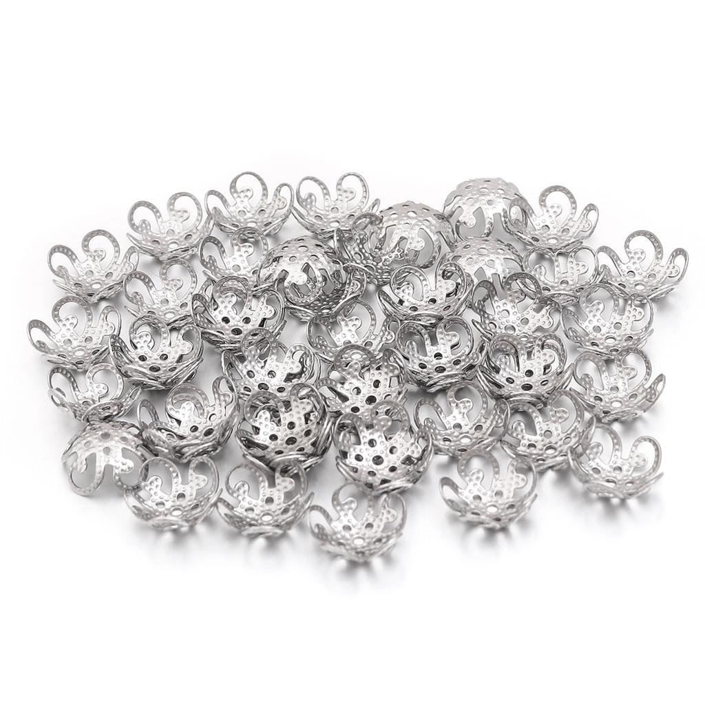 30pcs Vintage Stainless Steel Bead Caps Flower Bead End Caps For Jewelry Making DIY Necklace Bracelet Earrings Spacer Bead Caps