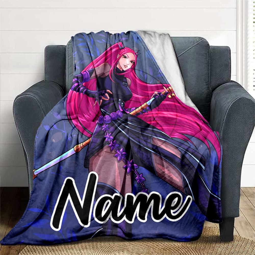 Customizable KPop Demon Hunters21 Throw Blanket – Personalized Name, All-Season Cozy Snug Blanket, Machine Washable, Personalized Blanket