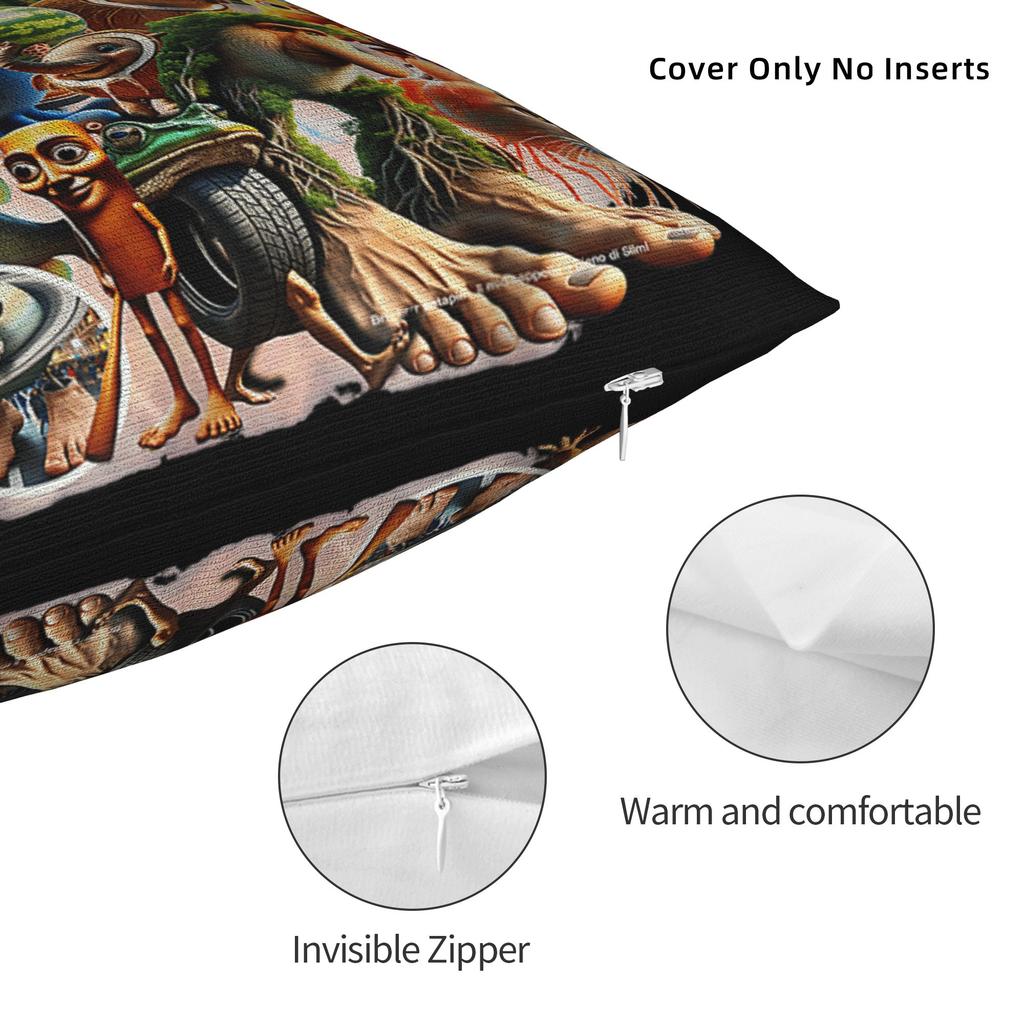 Italian Brainrot Meme Character Hand Drawn Pillow Cover  Funny Pillow Case For Living Room Bed Chair Square Pillowcases Gift