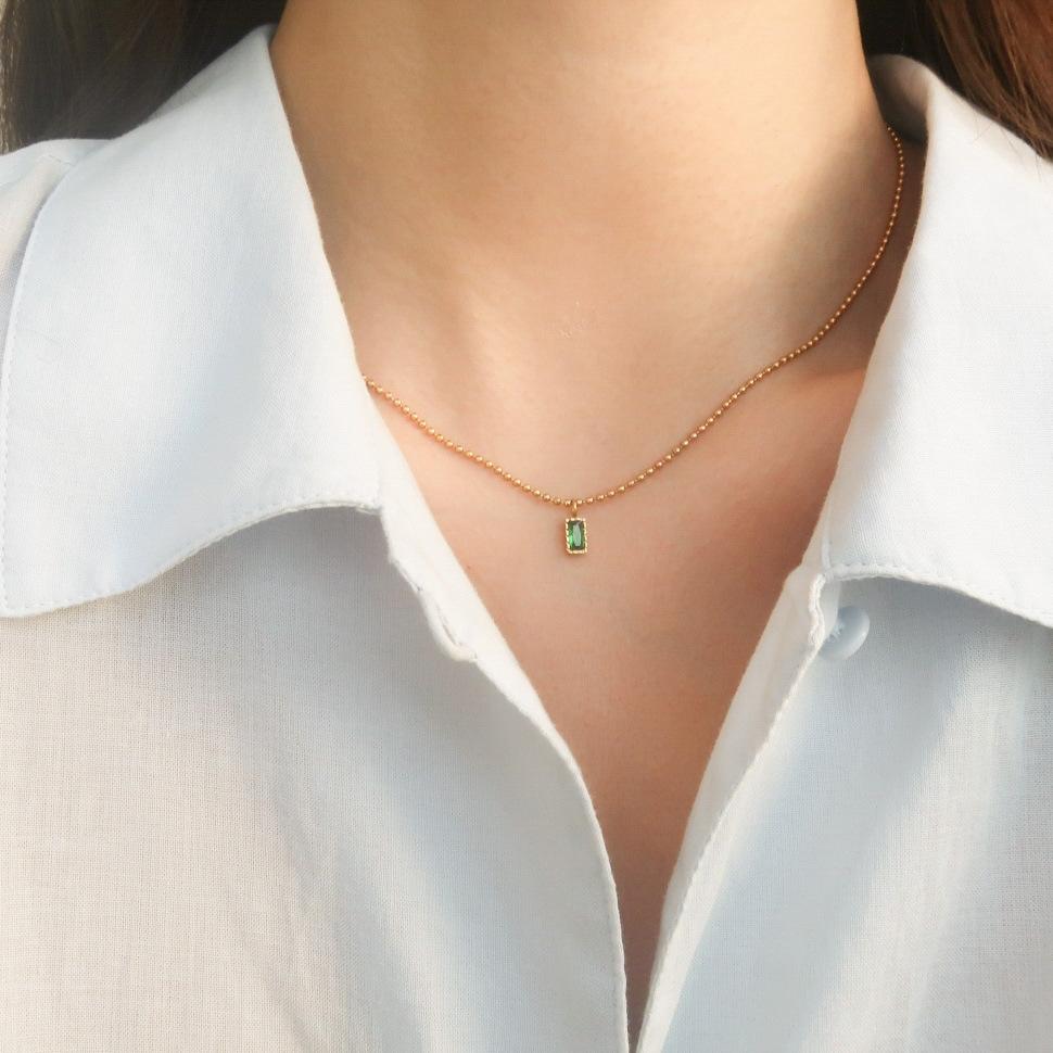 Green Cubic Zirconia Stone Necklace Pendant for Women, Dainty Charm Stone Pendant for Her Gift