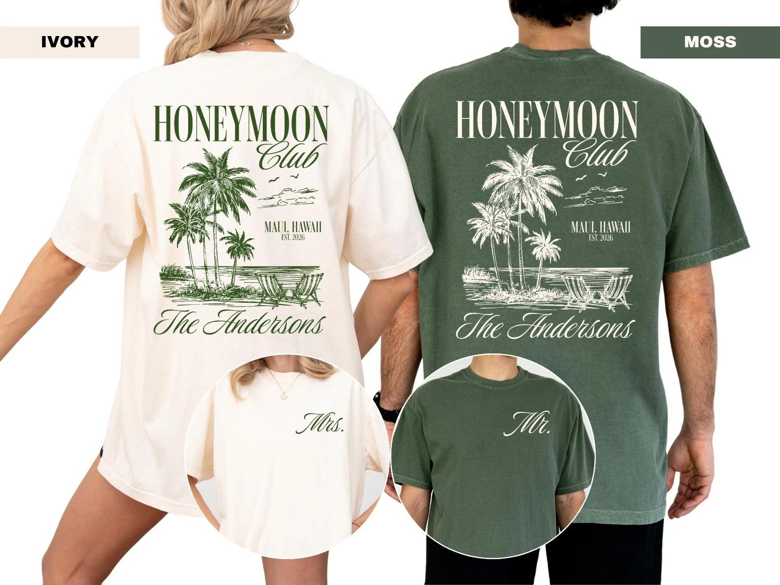 

Honeymoon Club Shirt, Custom Mr And Mrs Shirts, Newlywed Wedding Shirt Hot New S