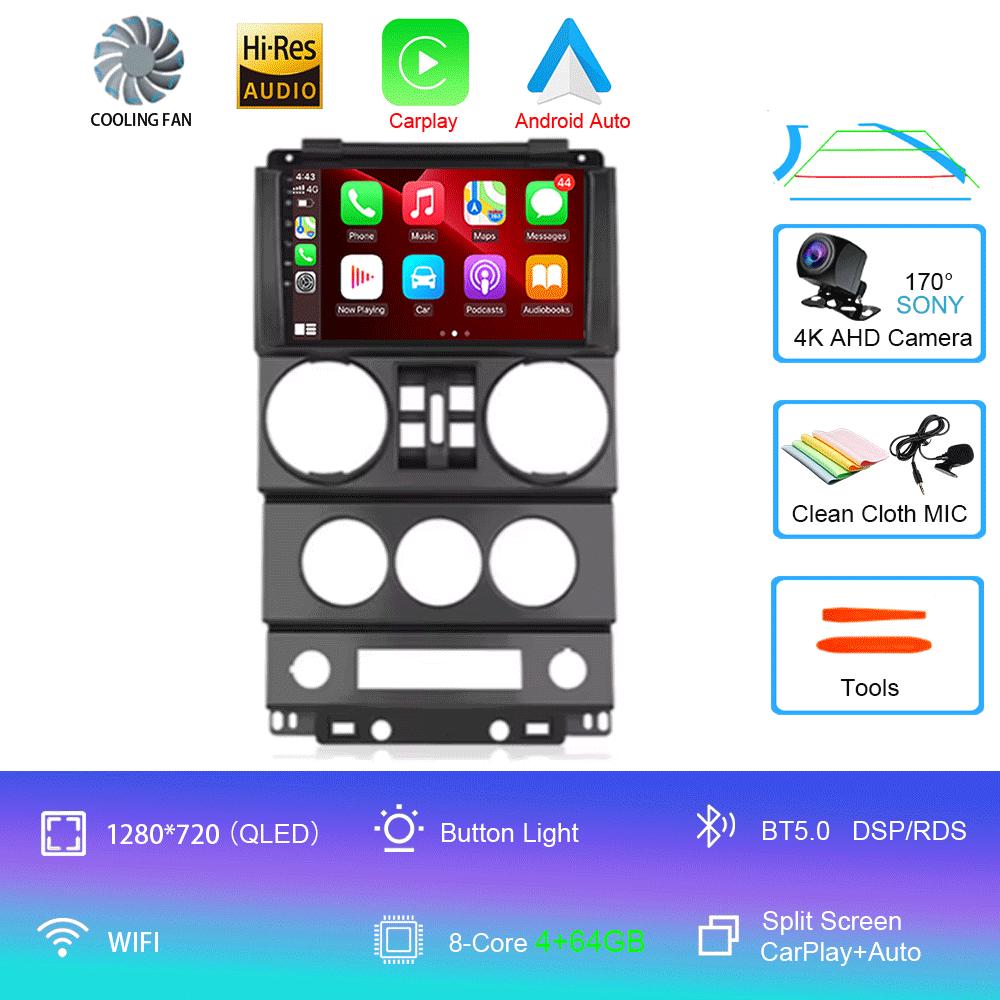 For Jeep Wrangler Unlimited 3 JK 2008 - 2010 Android 14 Car Radio Multimedia PlayerNavigation GPS Autoradio Carplay Head Unit