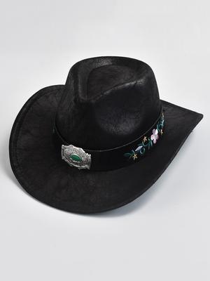 Sombrero Vaquero Occidental de Cuero Sintético Vintage Caballero Vaquera Sombreros de Jazz Sombrero Hombre