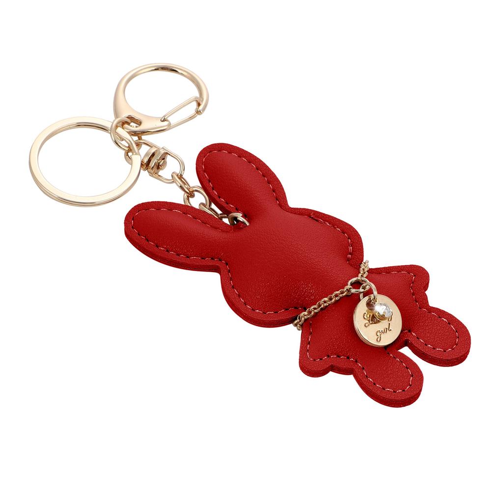 Tonecraft Rabbit Keychain Simple Orthodox Bag Charm, Popular, Stylish, Cute, Rabbit, PU Leather, Squishy, red