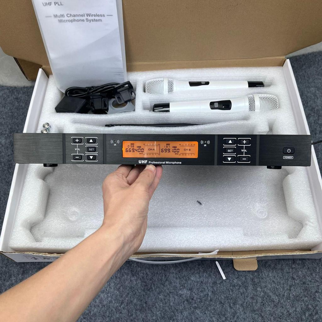 Premium U-Band Infrared Wireless Dual Microphone System with Lavalier & Headset for Stage and Conference Use