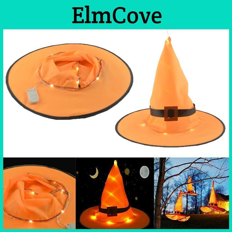 Festive Glowing Halloween Witch Hats For Outdoor Cosplay Party And Decorations