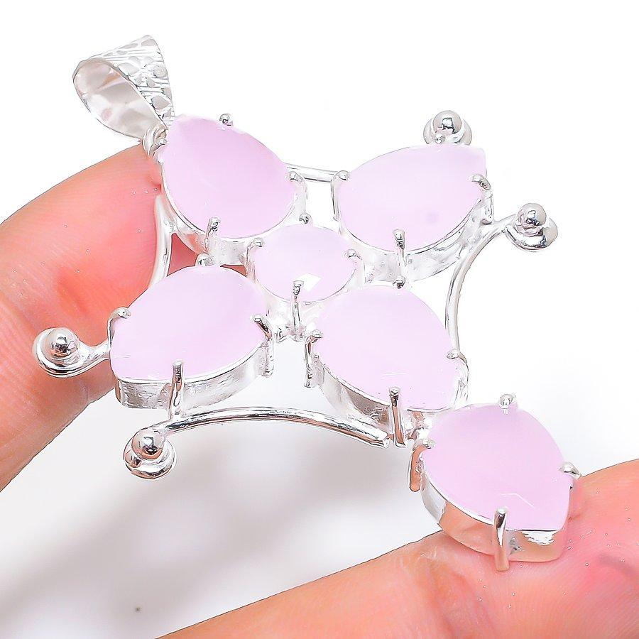 

Cross Pink Chalcedony Gemstone Handmade Ethnic Jewelry Pendant 2.44 SR-10474