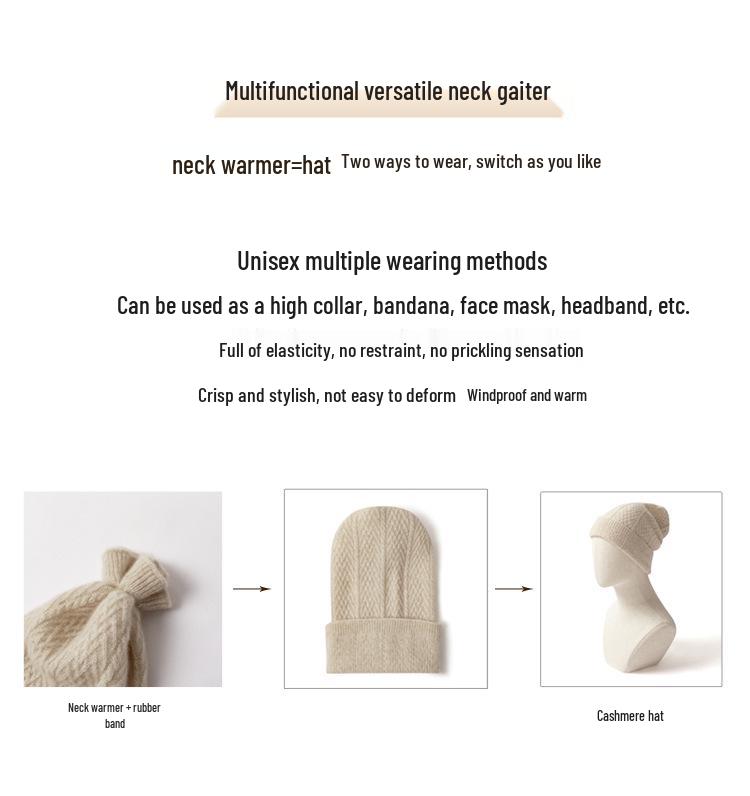 Unisex Solid Color Cashmere Wool Neck Warmer - Autumn/Winter Knitted Scarf for Students & Adults