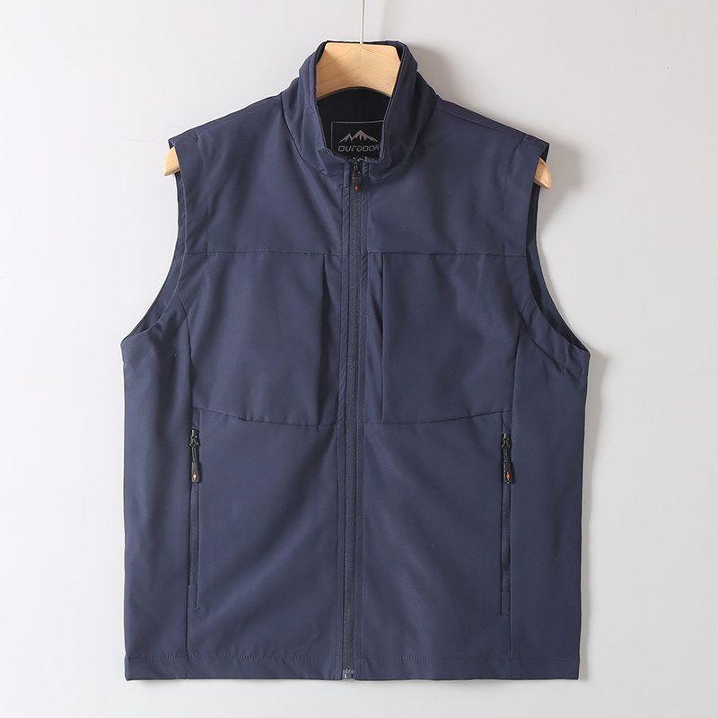 Original Foreign Trade Men's Clothing Surplus Stock Outdoor Stand Collar Multi-Pocket Workwear Casual Vest Loose Sleeveless Vest Trendy