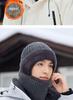 Men's Winter Black Velvet Pullover Hat & Scarf Set for Cycling - Windproof and Warm