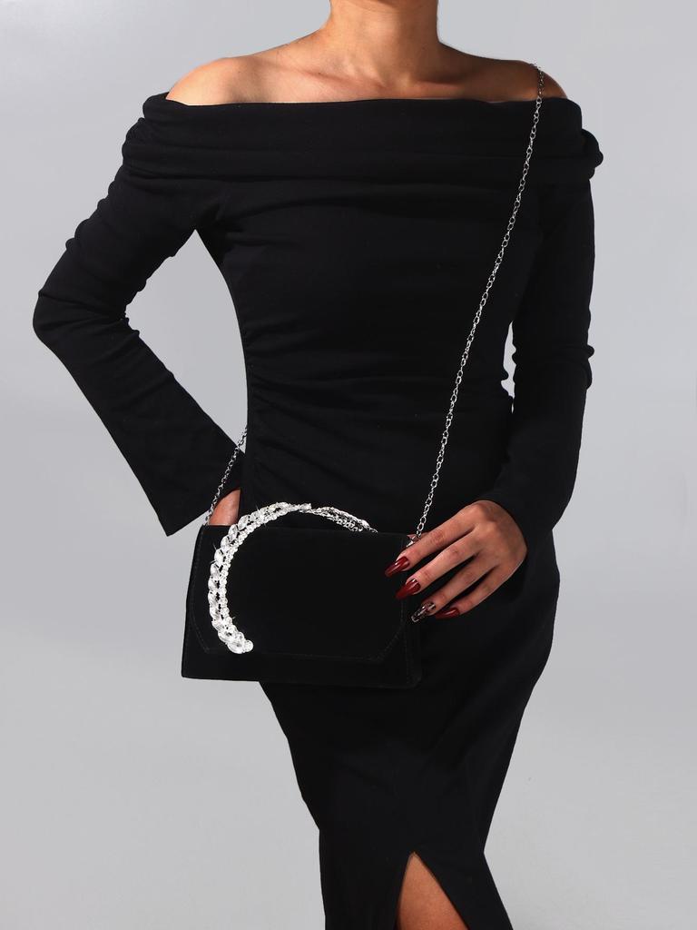 Velvet Rhinestone Crossbody Evening Bag: Luxurious High-End Women's Handbag