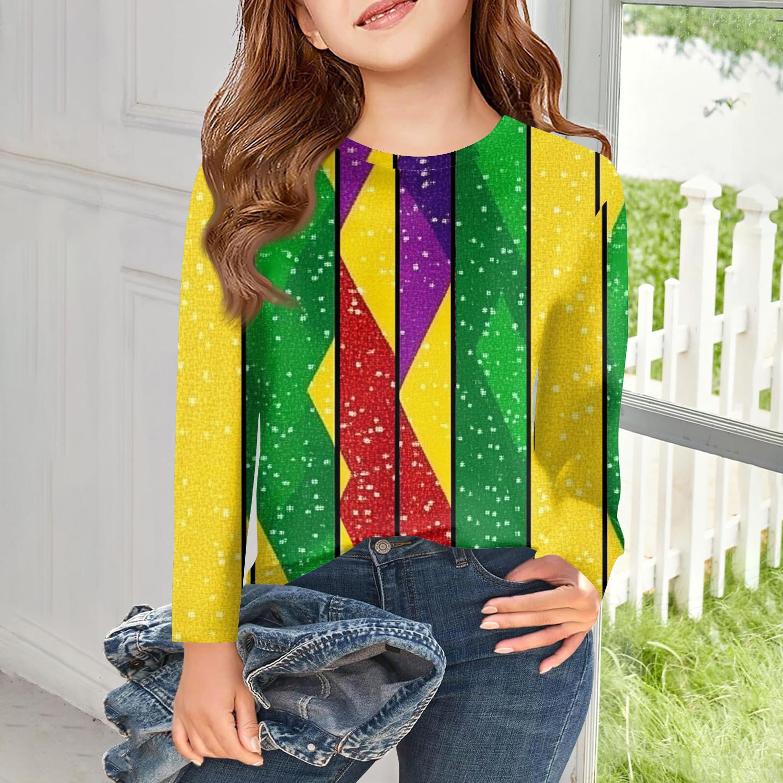 

Girls Long Sleeve T Shirts Kids Fall Tops Crewneck Printed Basic Tees 160