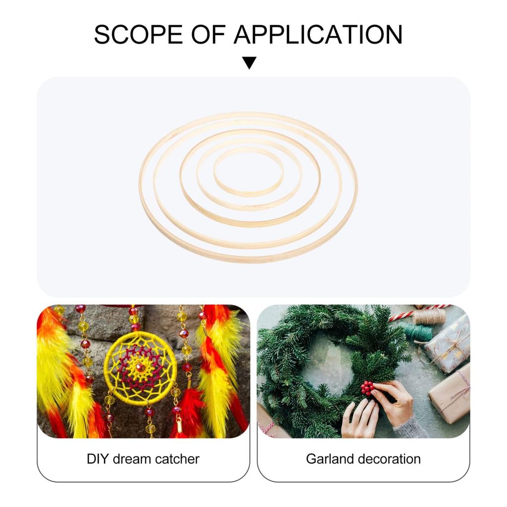 NUOLUX Bamboo Dream Catcher Dream Catcher 5 for Car Wall DIY Embroidery and Hobby Materials Rings, Hoops, Pieces, 10cm, 15cm, 20.5cm, 26cm, 30.5cm,