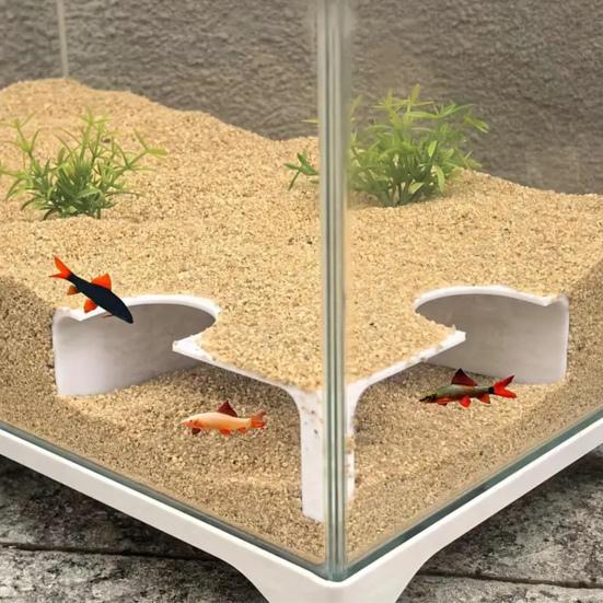Yousheng Aquarium Corner Tunnel Fish Tank Hideout Cave Under Gravel Fish Hideout with Double Holes for Betta Shrimp Reptile Loaches