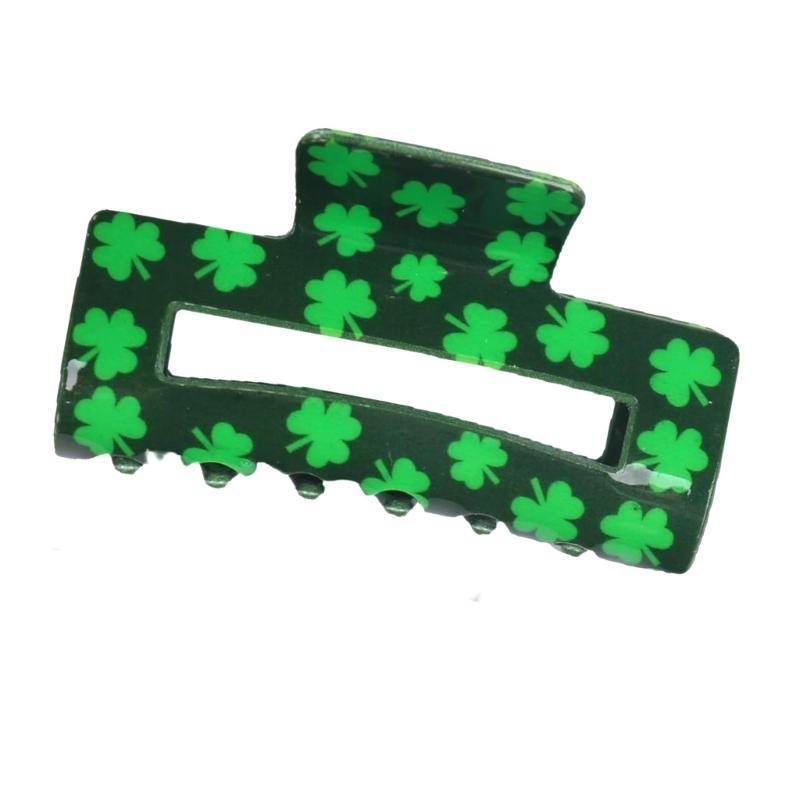 Shamrock Hair Clip For StPatricks Day Slip Resistant Acrylic Hair Claw Clip For Women Girl And Kids Festival Event