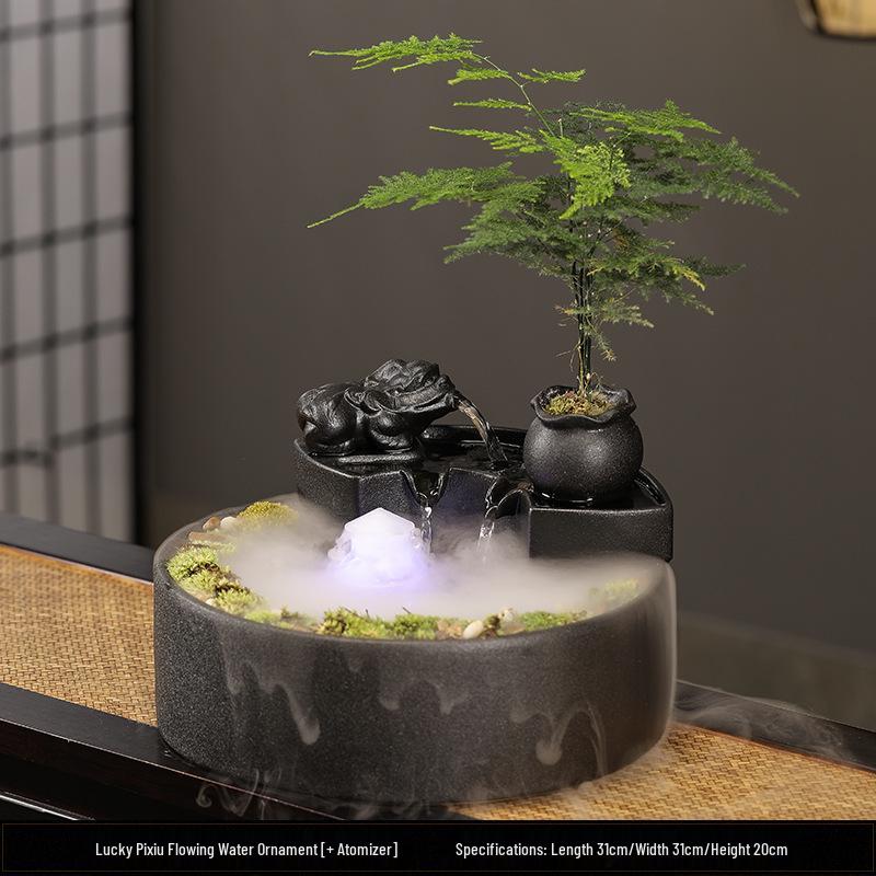 Ceramic Flowing Water Fountain: Wealth-Attracting Desktop Ornament for Living Room & Office Decor
