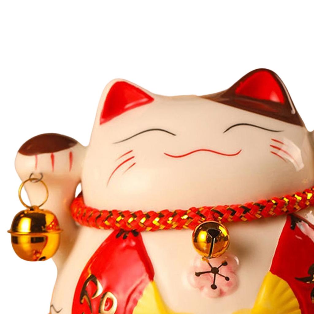 Cute Lucky Cat Money Bank Animal Statue Sculpture Money Box Ceramic Ornament for Desk Decor Collection Business Gift