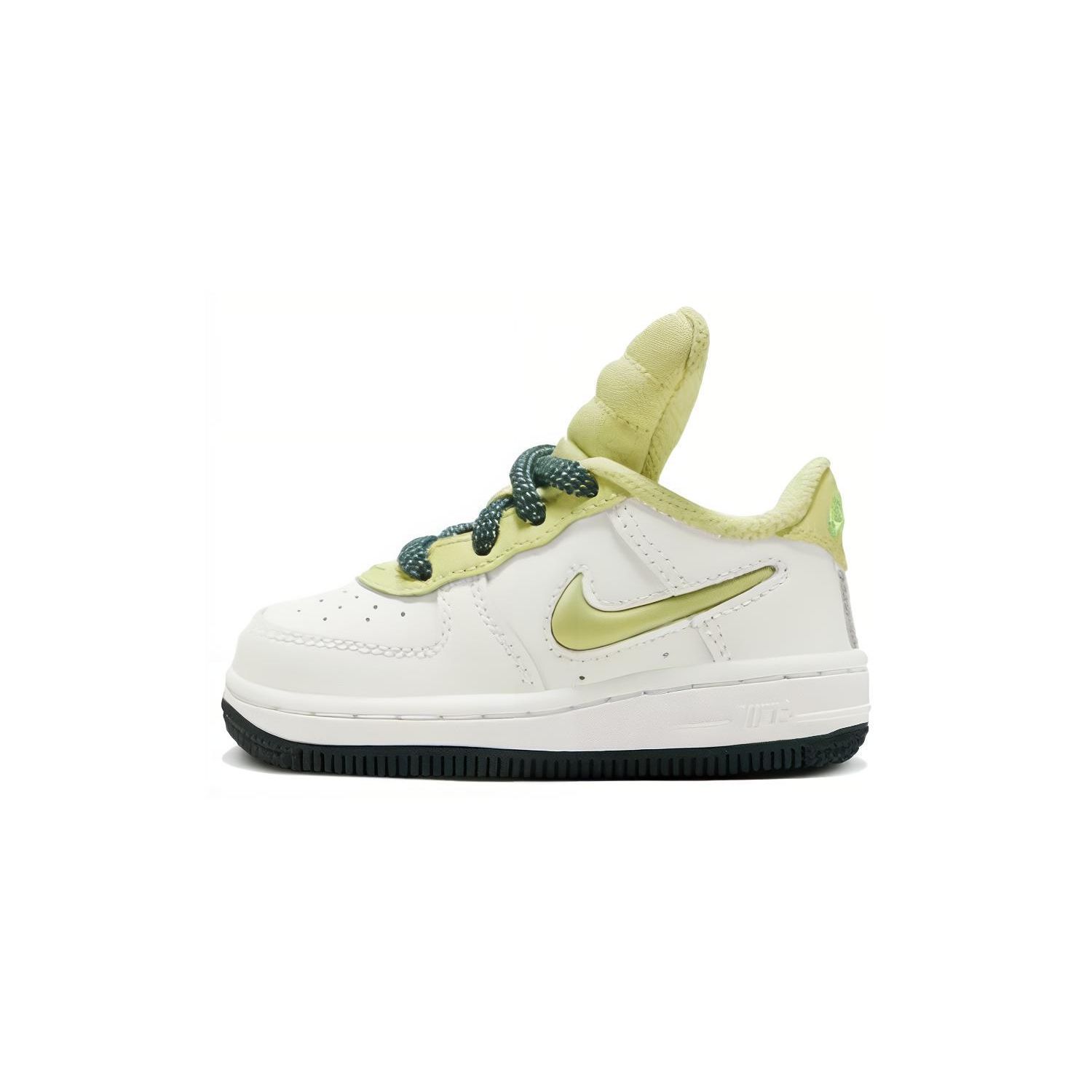 

Nike Force 1 Kids Нескользящие Прочные Низкие Кроссовки для Ходьбы Детские кроссовки Зеленый Желтый FB9512-100 25