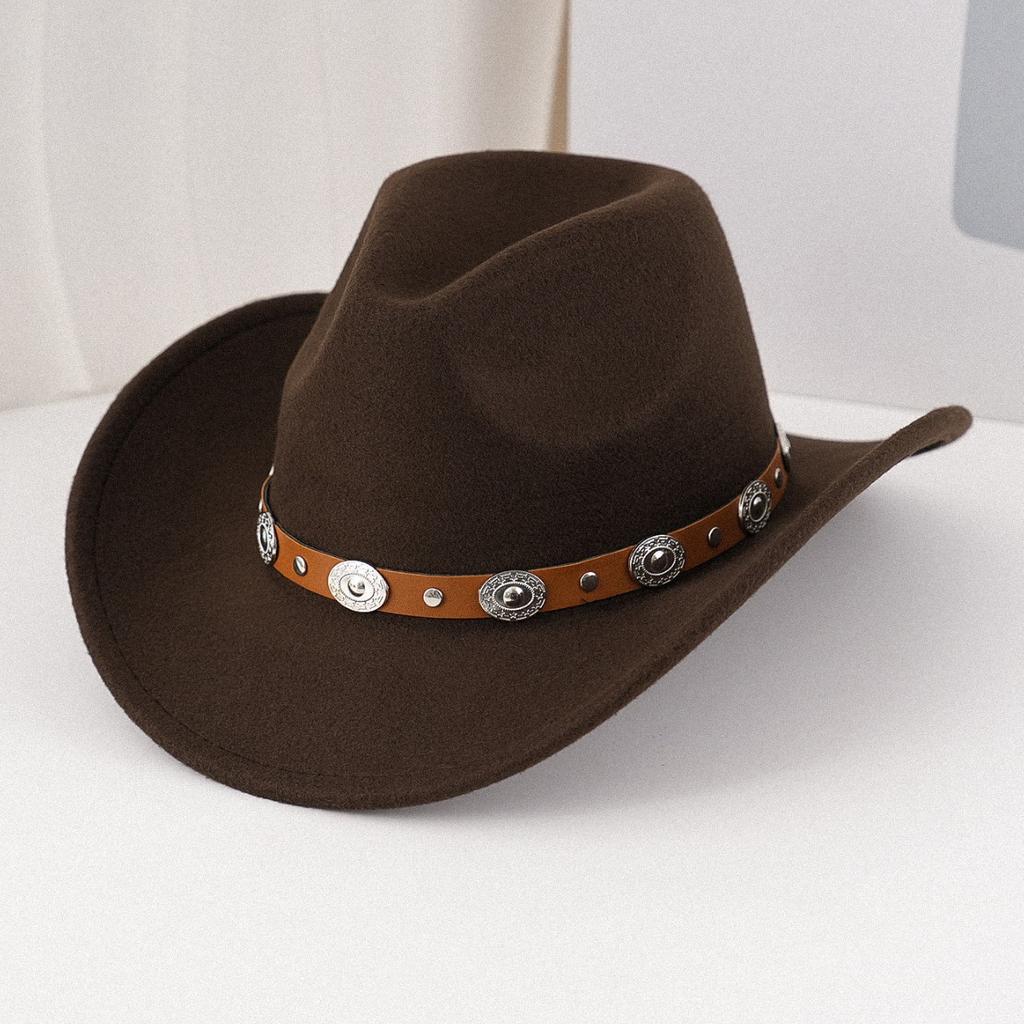 Classic cowboy hat retro jazz hat ethnic woolen top hat felt hat retro imitation sheep hat jazz hat